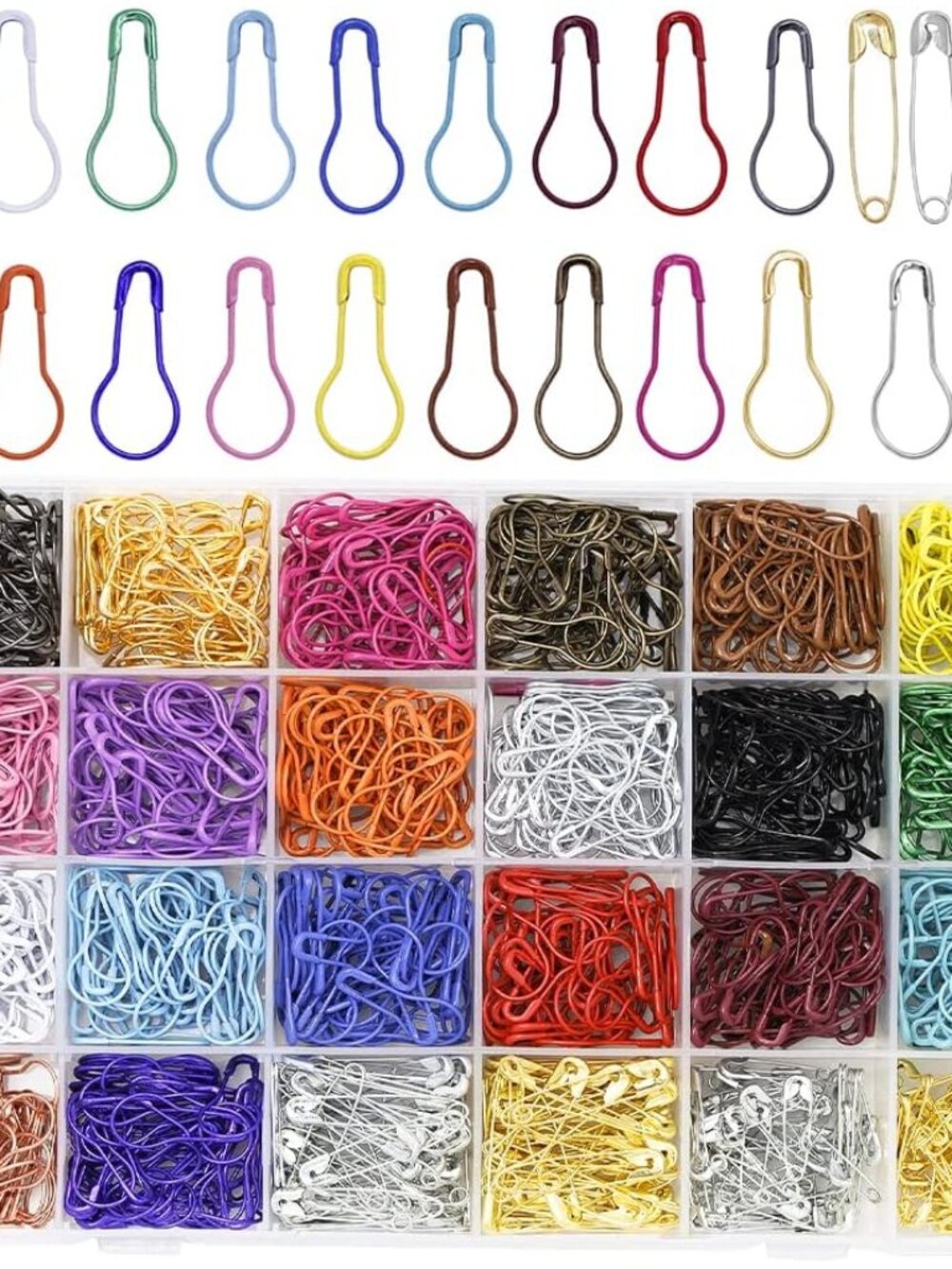 1200 Pcs 22 Colors Metal Stitch Markers, Bulb Gourd Safety Pins